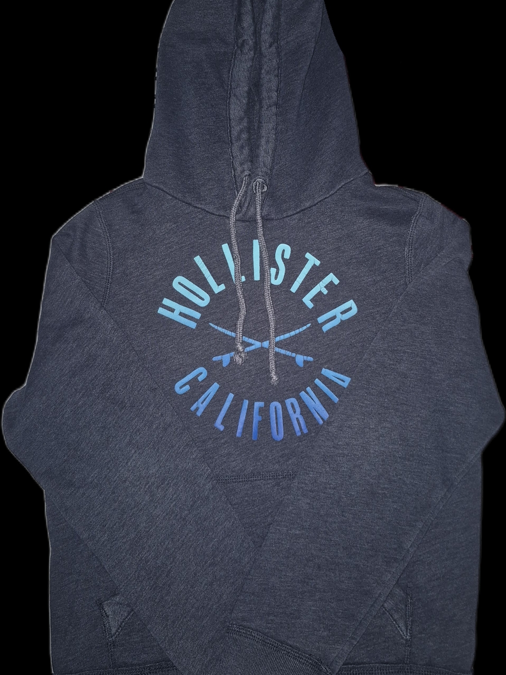 Hollister Dark Navy Crewneck Hoodie with Light Blue Logo